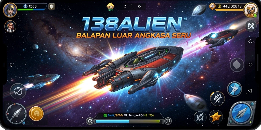 Tampilan gameplay balapan luar angkasa yang mendebarkan.