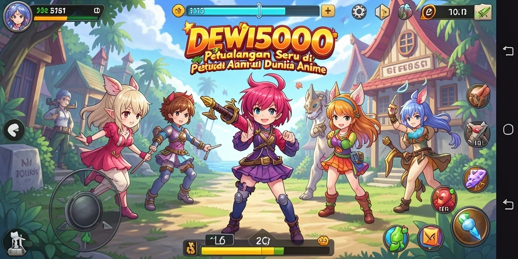 Tampilan gameplay DEWI5000 yang seru dan penuh warna.