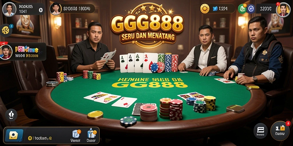 Tampilan gameplay GGG888 menunjukkan suasana seru dari permainan Poker.