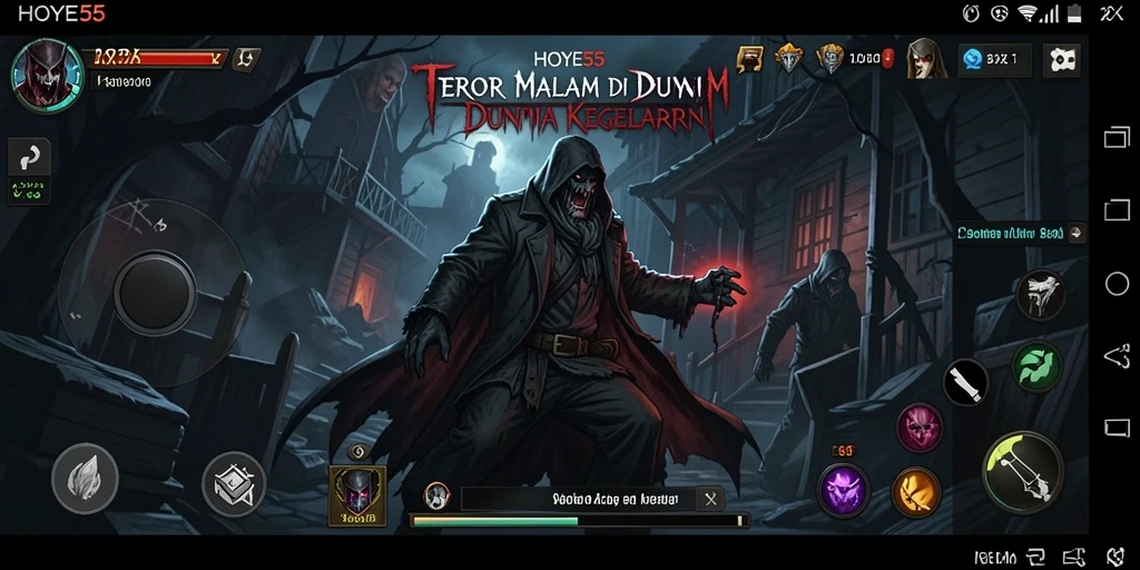 Gameplay seram di HOYE55 dengan suasana gelap yang menegangkan.