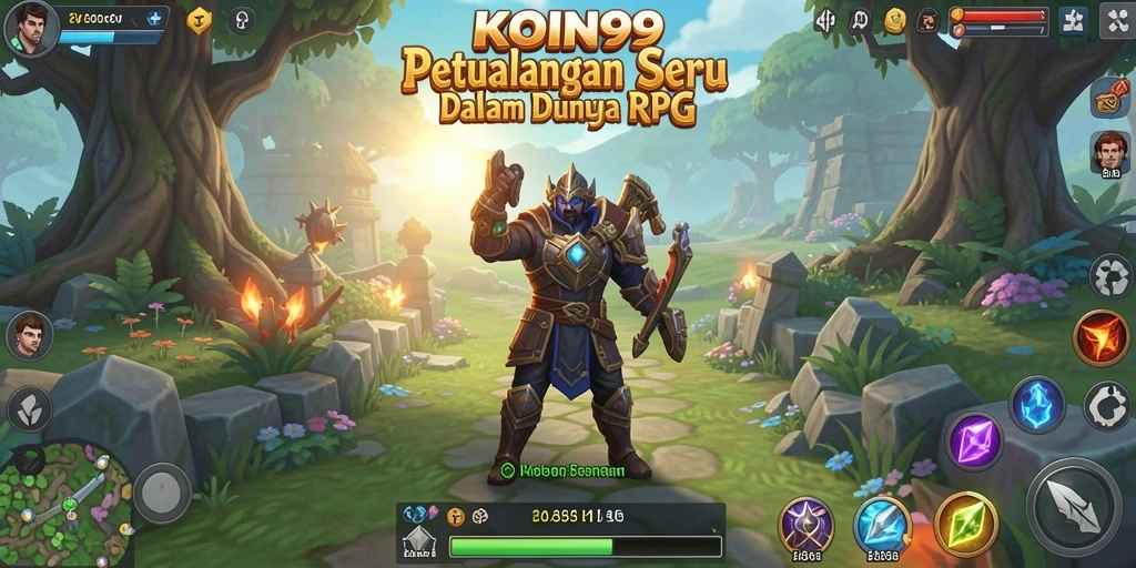 Screenshot utama KOIN99 menampilkan pertempuran seru dalam dunia RPG.
