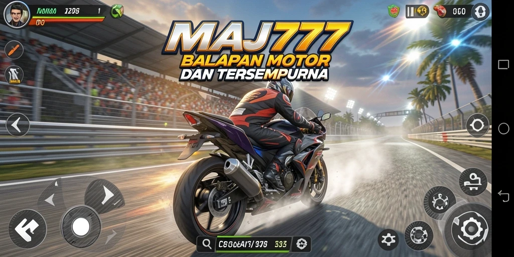 Tampilan gameplay menegangkan dalam balapan motor.