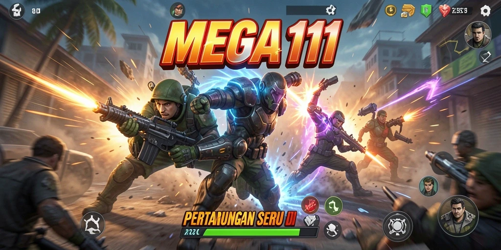 Tangkapan layar MEGA111 yang menampilkan pertarungan mendebarkan dengan efek visual yang luar biasa.