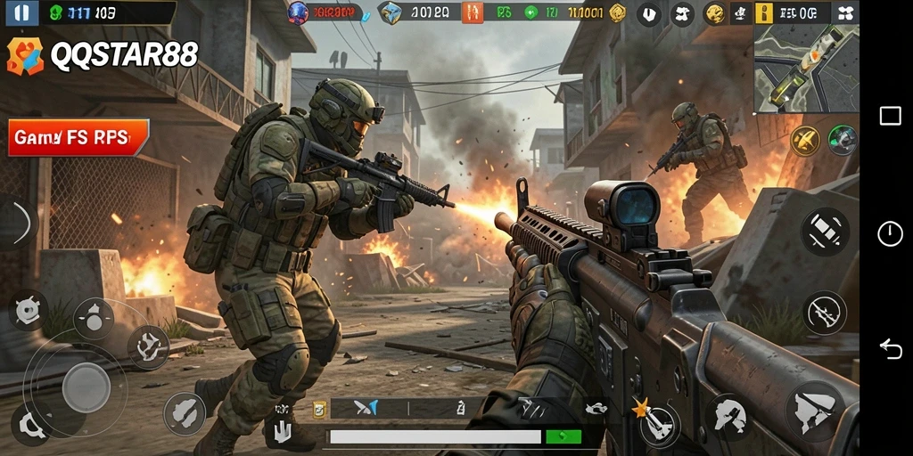 Screenshot gameplay <strong>QQSTAR88</strong> menampilkan aksi pertempuran yang seru dan mendebarkan.