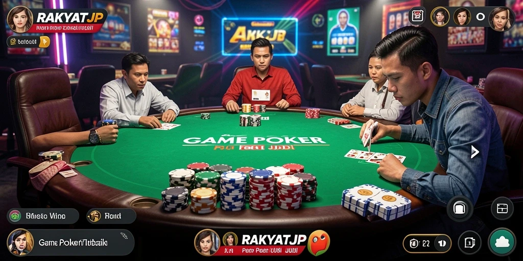Tampilan menarik dari gameplay Poker di RAKYATJP.