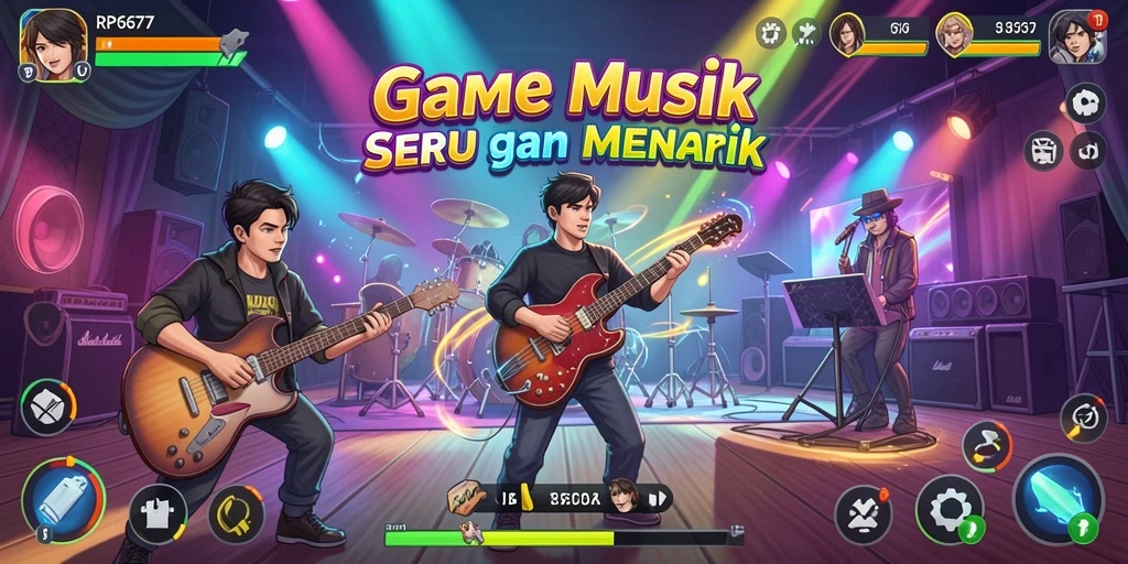 Tampilan gameplay yang menarik dengan berbagai lagu dan tantangan.
