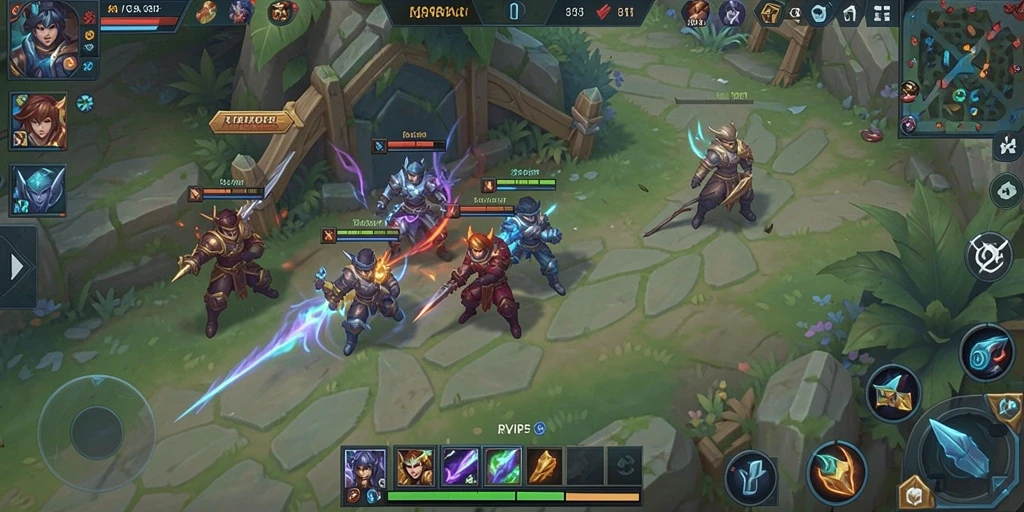 Tangkapan layar gameplay MOBA yang menarik dan intens di RVIP5.