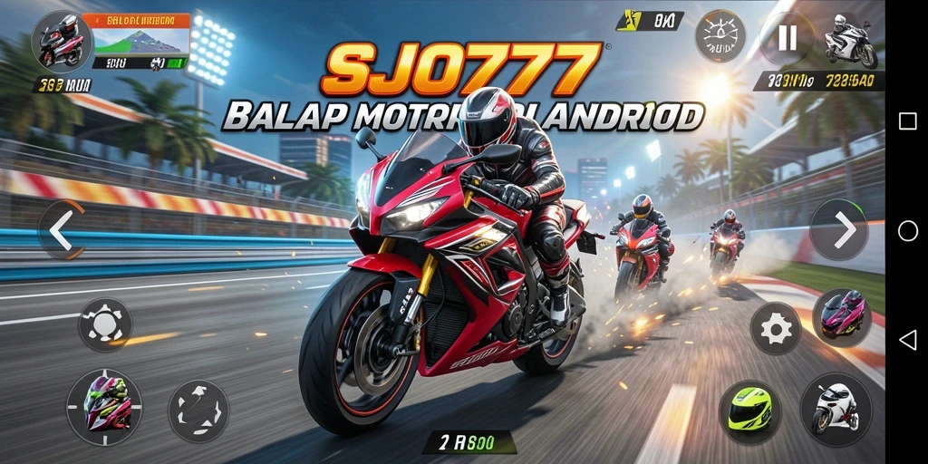 Gameplay SJO777 menampilkan aksi balapan motor yang mendebarkan.