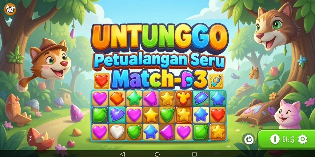 Tampilan gameplay menarik dalam permainan Match-3 UNTUNGGO.