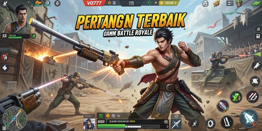 Tangkapan layar dari gameplay seru VO777 di medan perang Battle Royale.